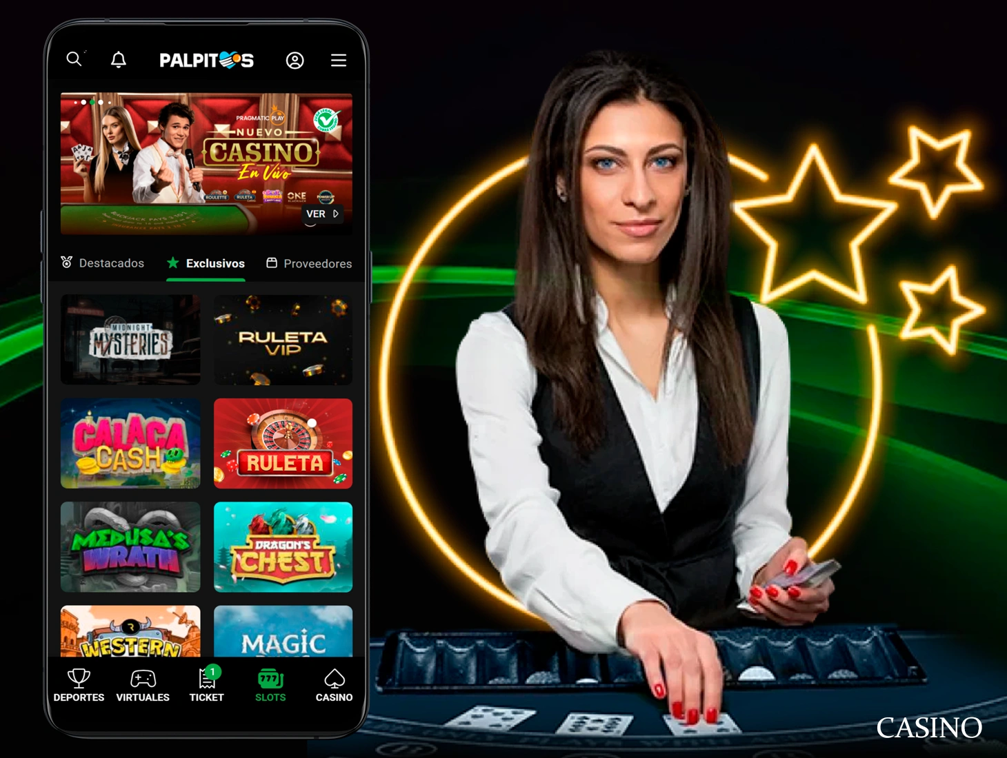 Juega a tus juegos de casino favoritos a través de la aplicación Palpitos y consigue lucrativos bonos