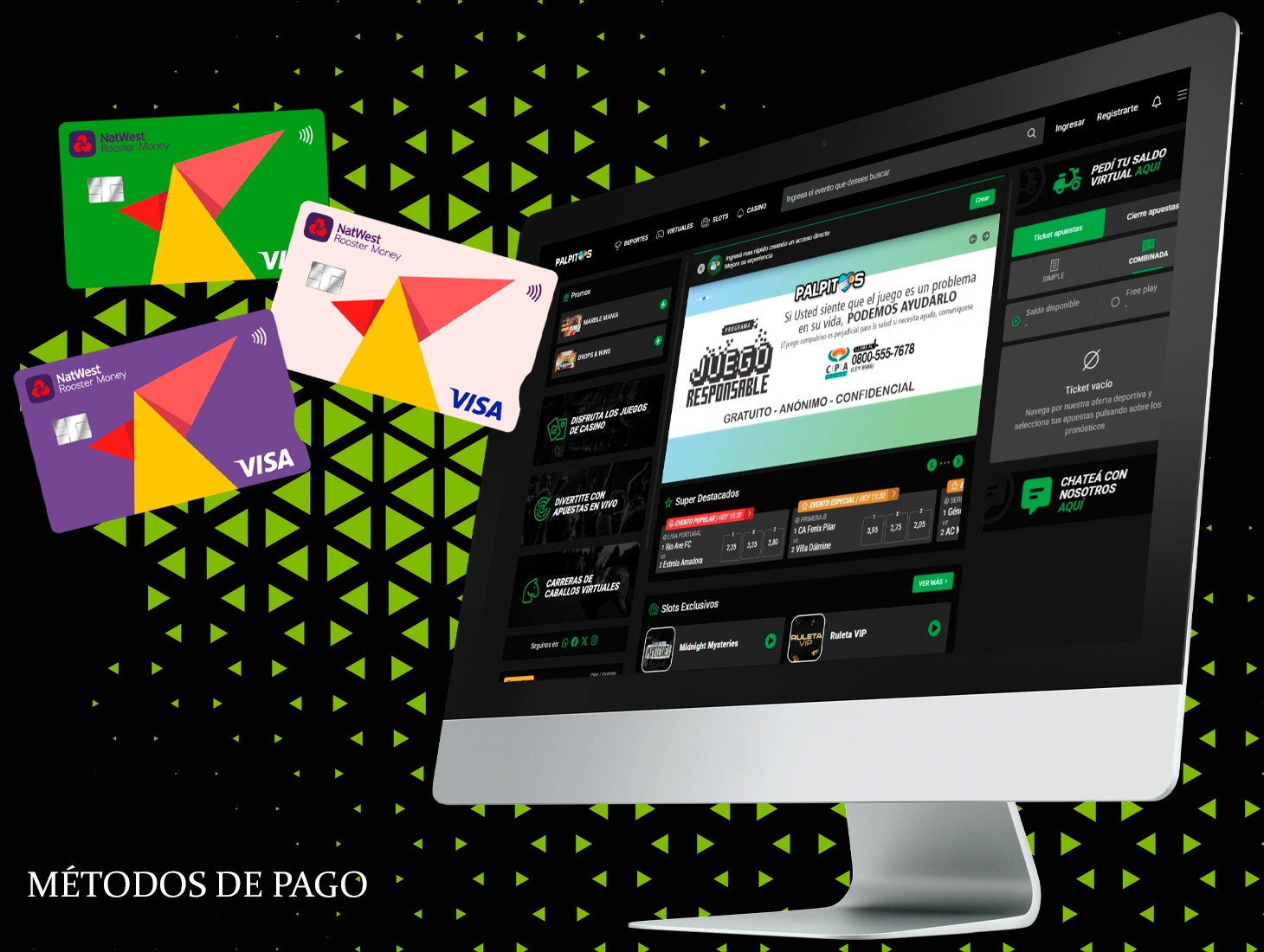 En Palpitos ponemos a su disposición una amplia gama de diferentes sistemas de pago